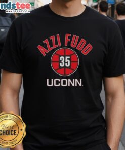 UConn Huskies basketball T-shirt featuring Azzi Fudd's name and number 35, perfect for fans and sports enthusiasts.