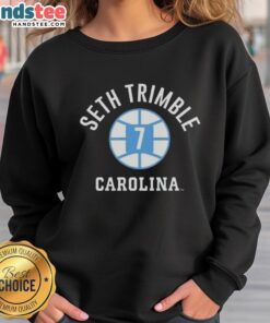 UNC Tar Heels basketball sweatshirt featuring Seth Trimble's name and number, perfect for fans of the team.