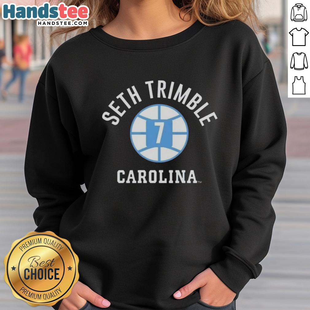 good-unc-tar-heels-basketball-seth-trimble-name-number-ball-7-sweatshirt UNC Tar Heels basketball sweatshirt featuring Seth Trimble's name and number, perfect for fans of the team.