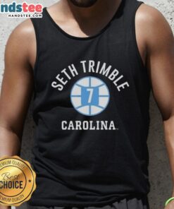 Good UNC Tar Heels Basketball Seth Trimble Name & Number Ball 7 Tank Top featuring team colors and logo.