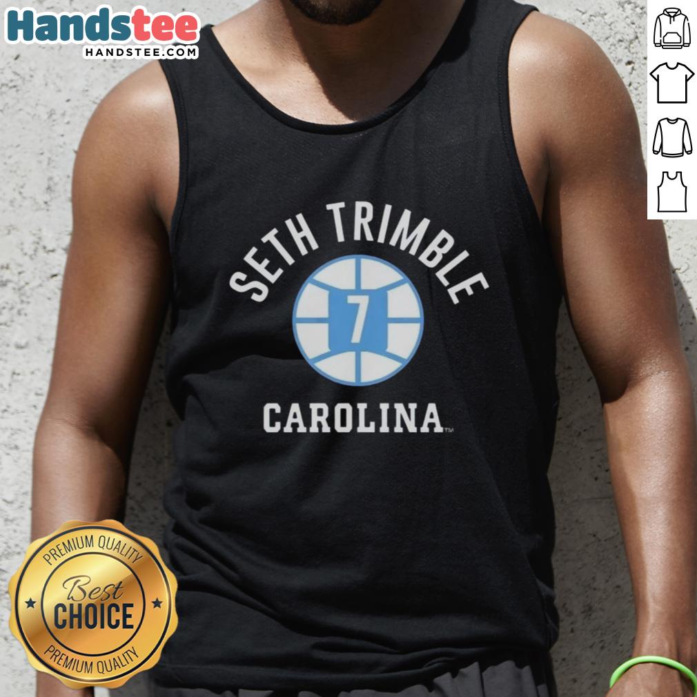 good-unc-tar-heels-basketball-seth-trimble-name-number-ball-7-tank-top Good UNC Tar Heels Basketball Seth Trimble Name & Number Ball 7 Tank Top featuring team colors and logo.