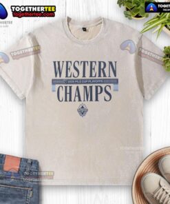 Good Vancouver Whitecaps FC 2025 MLS Western Conference Champions locker room washed t-shirt displayed prominently.
