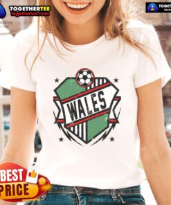 Good Wales Qatar Soccer Ladies Tee featuring vibrant design, perfect for fans of women's soccer and Welsh pride.