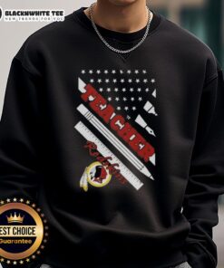 Good Washington Redskins football sweatshirt for teachers featuring an American flag design and team colors.