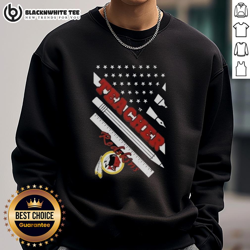 Good Washington Redskins Football X Teacher American Flag Sweatshirt Good Washington Redskins football sweatshirt for teachers featuring an American flag design and team colors.