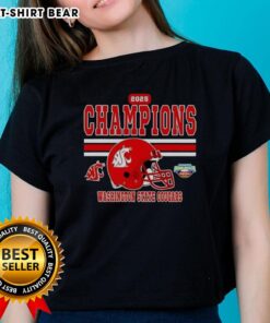 2025 Potato Bowl Champions helmet graphic on a women's tee featuring Washington State Cougars design.