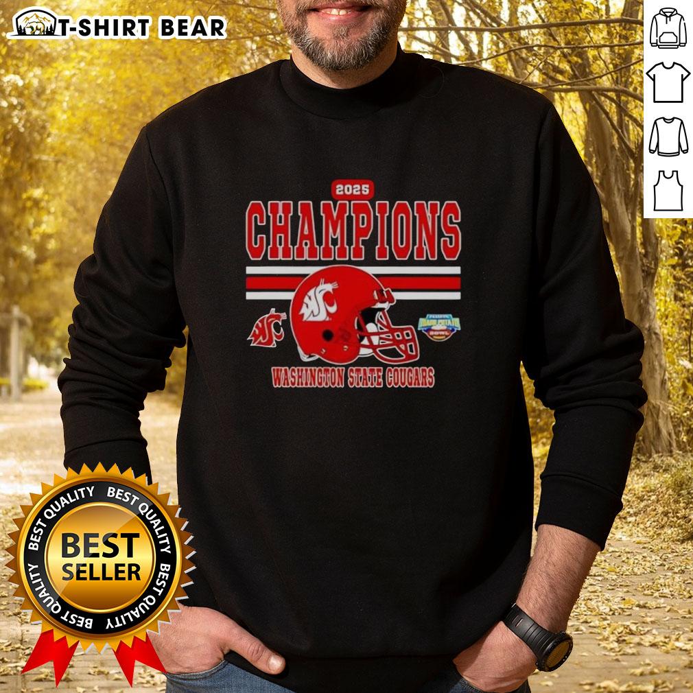 Good Washington State Cougars 2025 Potato Bowl Champions Helmet Sweatshirt 2025 Potato Bowl Champions sweatshirt featuring the Washington State Cougars helmet design, perfect for fans.