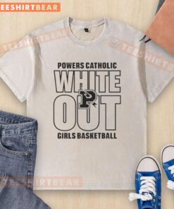 Good White Out Powers Catholic Girls Basketball washed t-shirt featuring a vibrant design and comfortable fit.