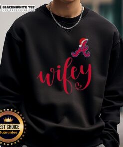 Good Wifey Atlanta Braves Santa Hat Merry Christmas Sweatshirt featuring festive design for holiday cheer.