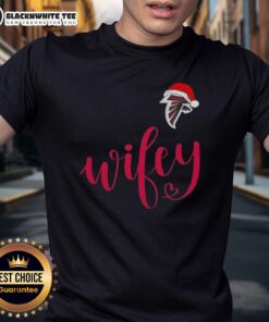 Good Wifey Atlanta Falcons Santa Hat Merry Christmas T-Shirt featuring festive design for NFL fans during the holiday season.