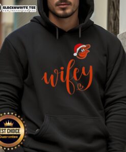 Good Wifey Baltimore Orioles Santa Hat Merry Christmas Hoodie, perfect for festive sports fans during the holiday season.