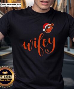 Good Wifey Baltimore Orioles Santa Hat Merry Christmas T-Shirt featuring festive design for holiday sports fans.