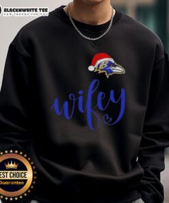 Good Wifey Baltimore Ravens Santa Hat Merry Christmas Sweatshirt featuring festive design for holiday sports fans.