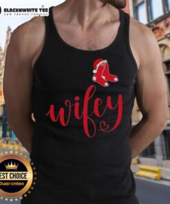 Good Wifey Boston Red Sox Santa Hat Merry Christmas tank top design featuring festive graphics and team colors.