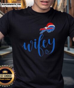 Good Wifey Buffalo Bills Santa Hat Merry Christmas T-Shirt featuring festive design for NFL fans celebrating the holidays.