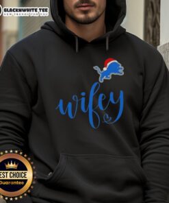 Good Wifey Detroit Lions Santa Hat Merry Christmas Hoodie, perfect holiday gift for Detroit Lions fans.