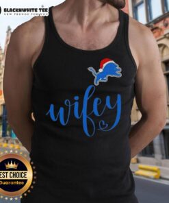 Good Wifey Detroit Lions Santa Hat Merry Christmas Tank Top for festive fans celebrating the holiday season.