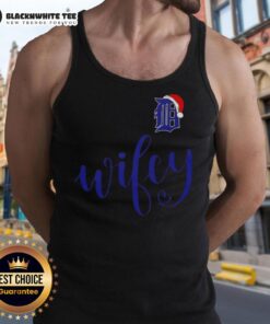 Good Wifey Detroit Tigers Santa Hat Merry Christmas Tank Top for festive sports fans celebrating the holidays in style.