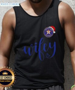 Good Wifey Houston Astros Santa Hat Merry Christmas Tank Top featuring festive design for holiday baseball fans.