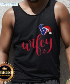 Good Wifey Houston Texans Santa Hat Merry Christmas tank top featuring festive design and team spirit for holiday celebrations.