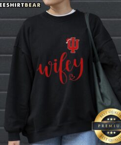 Good Wifey Indiana Hoosiers Santa Hat Merry Christmas Sweatshirt featuring festive design for holiday celebrations.