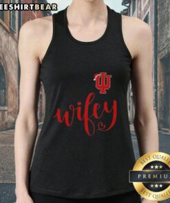 Good Wifey Indiana Hoosiers Santa Hat Merry Christmas Tank Top for festive sports fans celebrating the holidays.