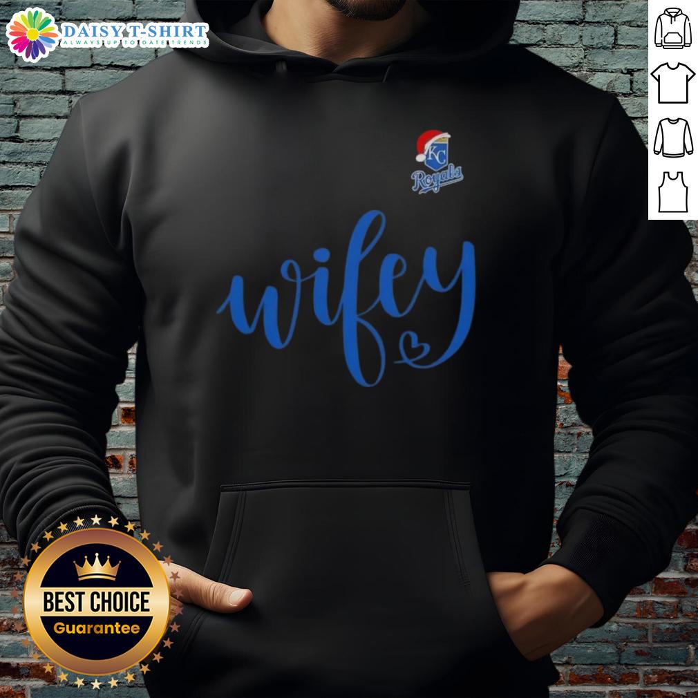 Good Wifey Kansas City Royals Santa Hat Merry Christmas Hoodie Alt Text: Kansas City Royals hoodie with Santa hat, perfect for a Merry Christmas celebration and sports fans.