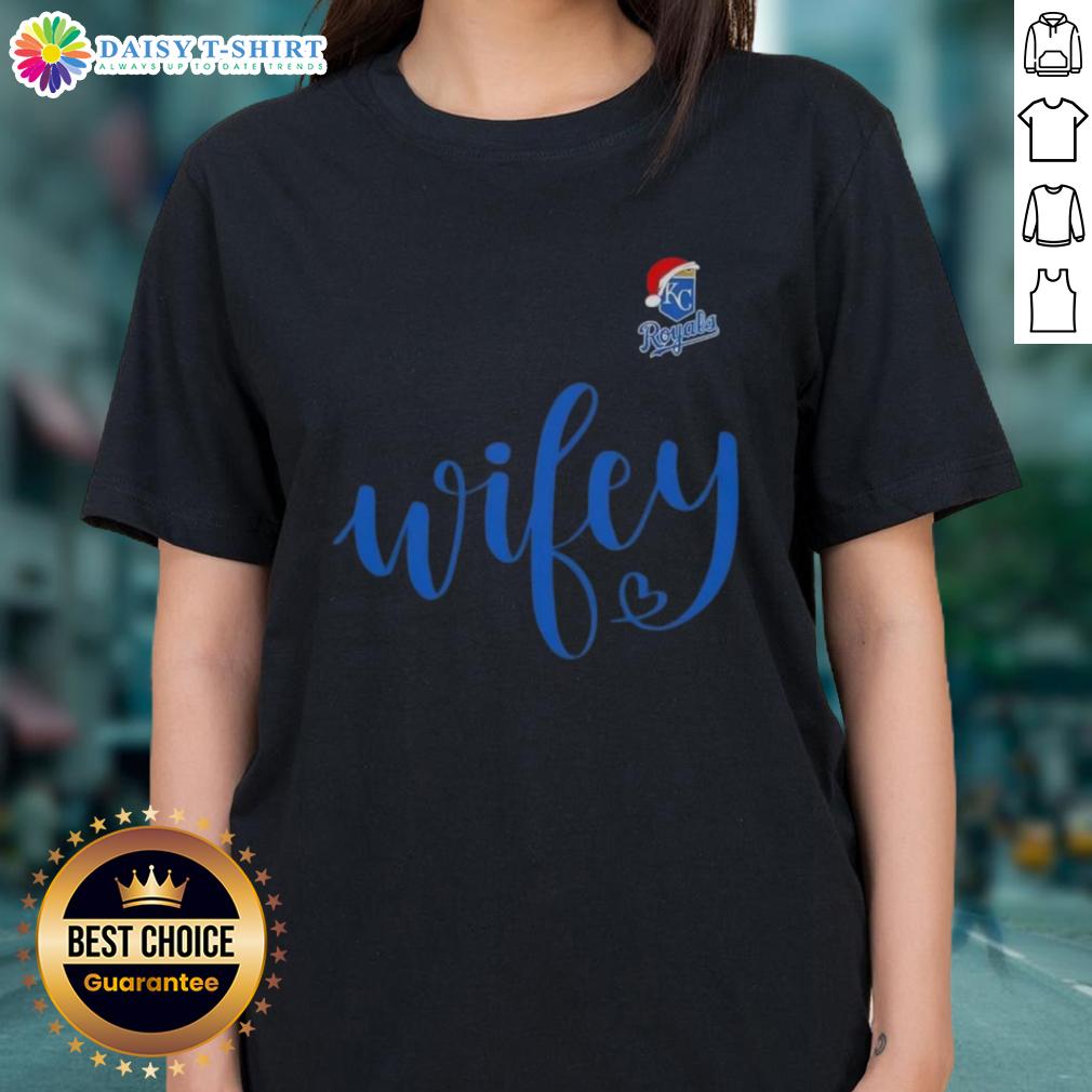 Good Wifey Kansas City Royals Santa Hat Merry Christmas Ladies Tee Good Wifey Kansas City Royals Santa Hat Merry Christmas ladies tee featuring festive design for baseball fans.