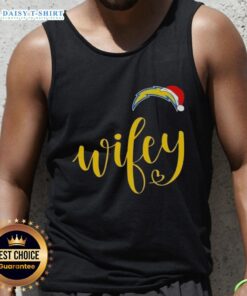 Good Wifey Los Angeles Chargers Santa hat Merry Christmas tank top, perfect for festive football fans celebrating the holidays.