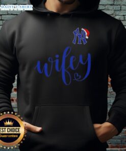 Good Wifey New York Yankees Santa Hat Merry Christmas Hoodie featuring festive design and team logo for holiday cheer.