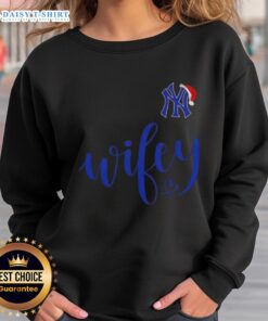 Good Wifey New York Yankees Santa Hat Merry Christmas Sweatshirt in festive holiday colors, perfect for Christmas cheer.