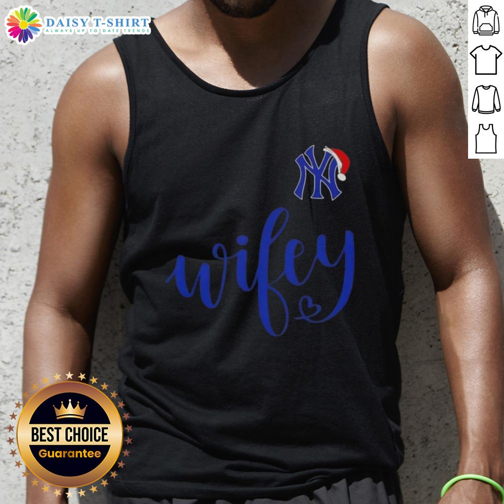 Good Wifey New York Yankees Santa Hat Merry Christmas Tank Top Good Wifey New York Yankees Santa Hat Merry Christmas tank top, perfect for festive baseball fans celebrating the holidays.