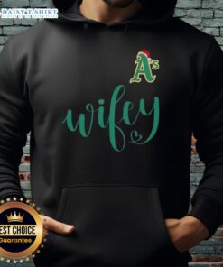 Good Wifey Oakland Athletics Santa Hat Merry Christmas Hoodie, perfect for festive fans celebrating the holiday season.