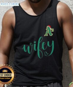 Good Wifey Oakland Athletics Santa Hat Merry Christmas Tank Top featuring festive design for holiday fans.