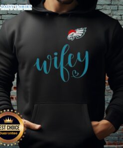 Good Wifey Philadelphia Eagles Santa Hat Merry Christmas Hoodie in festive holiday colors, perfect for game day celebrations.