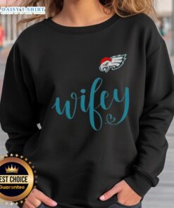 Good Wifey Philadelphia Eagles Santa Hat Merry Christmas Sweatshirt, perfect festive apparel for Eagles fans during the holidays.