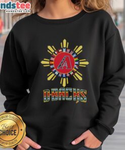 Happy Arizona Diamondbacks X Hispanic sweatshirt featuring team logo and vibrant colors, perfect for fans and supporters.