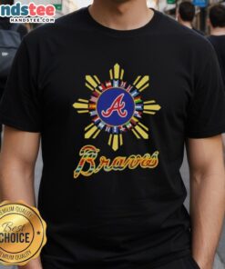 Happy Atlanta Braves X Hispanic T-Shirt featuring vibrant colors and a unique design celebrating baseball and culture.