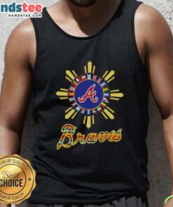 Happy Atlanta Braves X Hispanic tank top featuring vibrant colors and team logo, perfect for summer sports events.