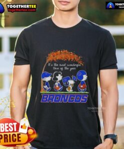 Happy Boise State Broncos X Peanuts Snoopy and Friends autumn t-shirt celebrating the most wonderful time of the year.