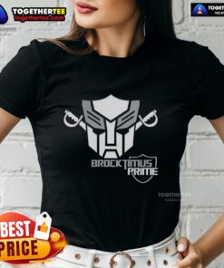 Alt Text: Happy Brocktimus Prime Transformers logo on a stylish ladies tee, perfect for fans and casual wear.