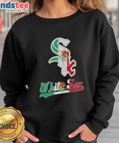 Alt Text: Happy Chicago White Sox baseball sweatshirt featuring a vibrant Mexican flag design, perfect for fans and celebrations.