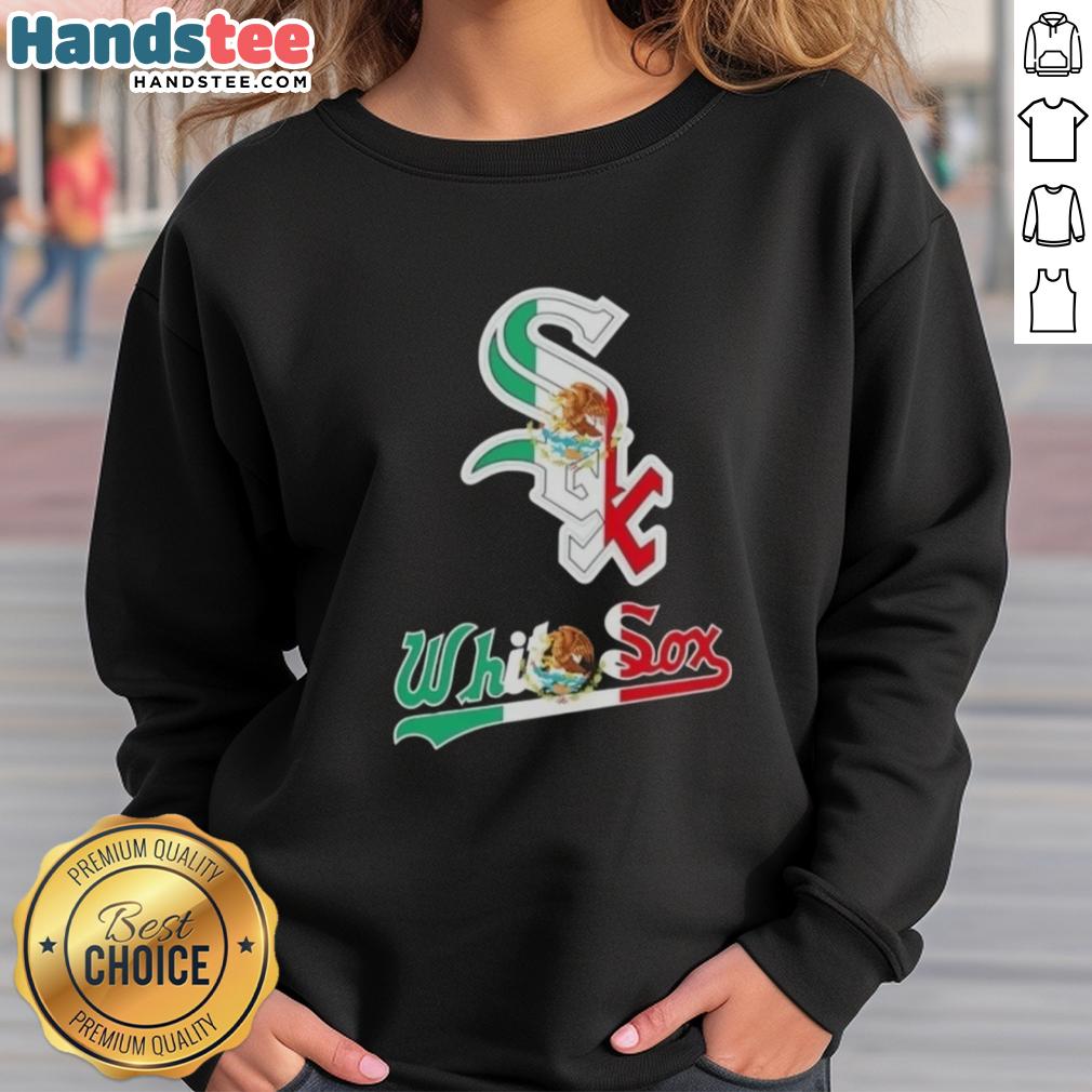 happy-chicago-white-sox-baseball-x-mexican-flag-sweatshirt Alt Text: Happy Chicago White Sox baseball sweatshirt featuring a vibrant Mexican flag design, perfect for fans and celebrations.