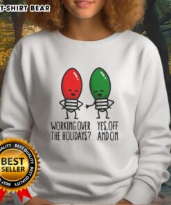 Happy Christmas Lights Pun sweatshirt for 2025, perfect for working over the holidays with a fun festive design.