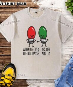 Funny washed t-shirt featuring 'Happy Christmas Lights' pun, perfect for holiday humor while working over the holidays in 2025.