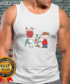 Happy Classic Christmas tank top featuring a cute Charlie Brown tree design, perfect for festive holiday wear.