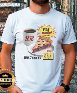 Happy FBI Breakfast Special RR Cafe T-Shirt featuring vibrant graphics and a fun design perfect for breakfast lovers.