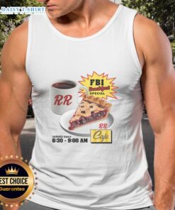 Happy FBI Breakfast Special at RR Cafe featuring a fun tank top design for food lovers and FBI enthusiasts.