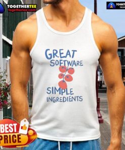 Alt Text: Happy Great Software tank top featuring simple ingredients design, perfect for casual wear and tech enthusiasts.