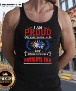 Happy I Am Proud tank top featuring a New England Patriots fan design, celebrating team spirit and pride.